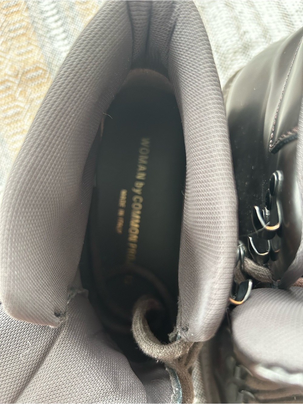 Woman by Common Projects brown Leather Lug-Sole Hiking Boot with Gold Foil Numbe - Picture 3 of 5